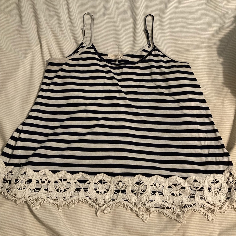 Navy blue and white stripped tank top